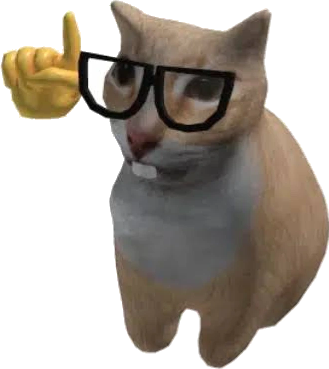 Cat with nerd glasses raising one finger